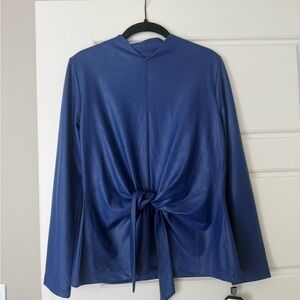 CLARA SUNWOO Navy Tie-Back Blouse